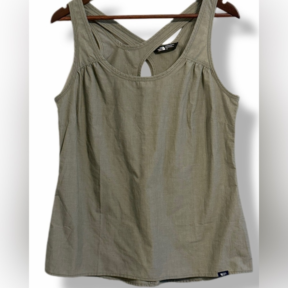 The North Face Tank Top L Green Sleeveless Keyhole Back Outdoor Casual